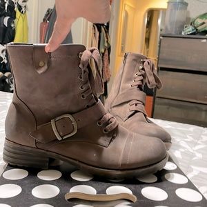 Brown lace up boots